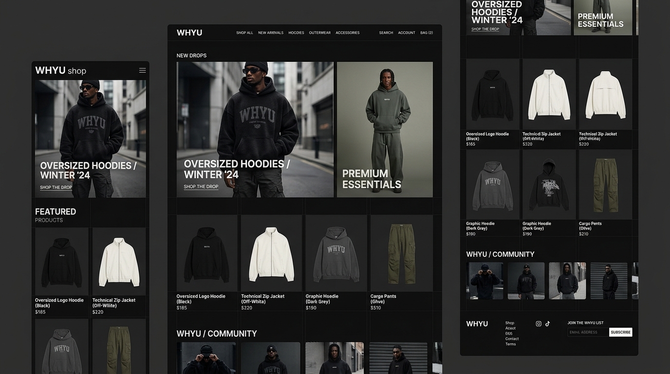 WHY U — Luxury Oversized Streetwear & Modern D2C Storefront
